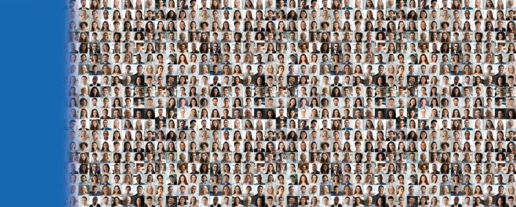 Mosaïque de visages de collaborateurs illustrant la diversité, l’expertise et la dimension collective du Groupe OCEA
